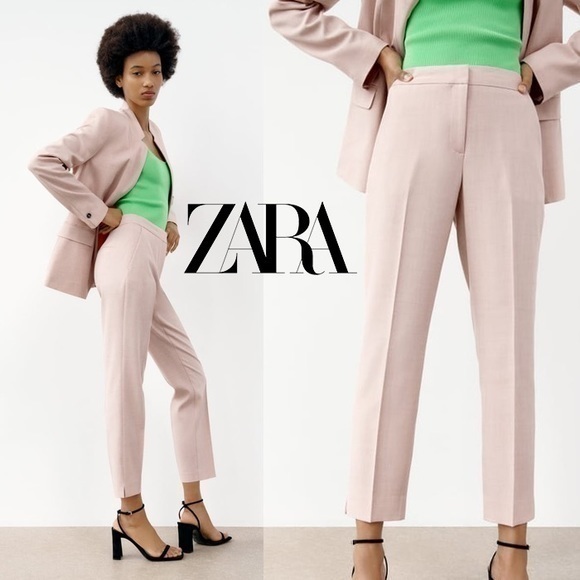 💥FINAL SALE💥 Zara NWOT Light Pink Polyester Cropped Pants Trousers XS (2) - Picture 1 of 12